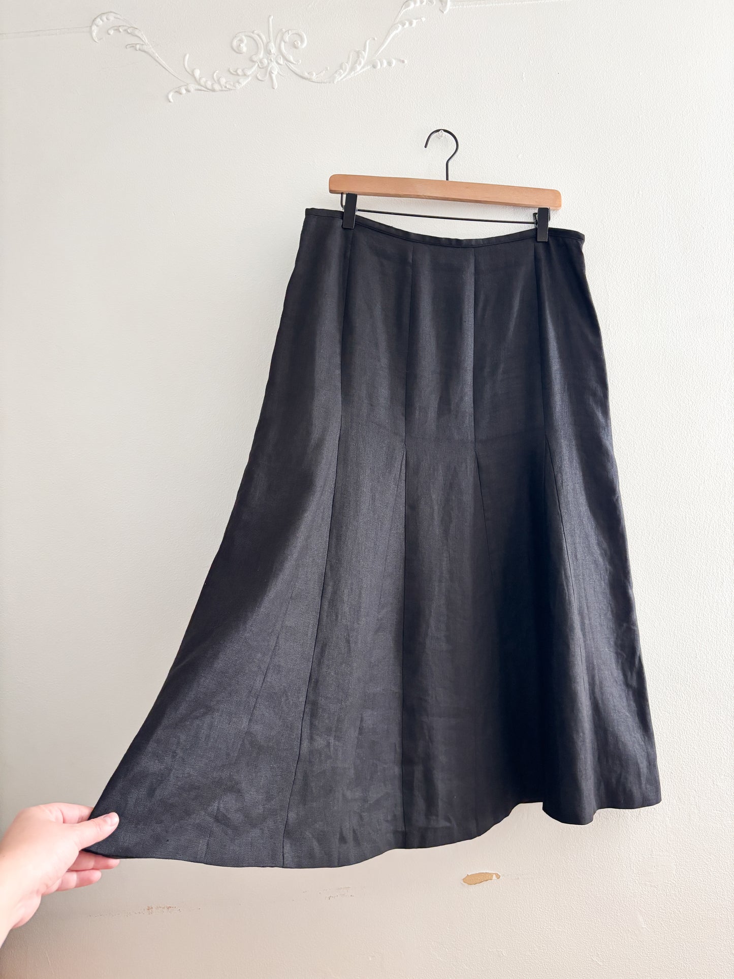 Vintage Talbots Black Irish Linen Skirt (32”)