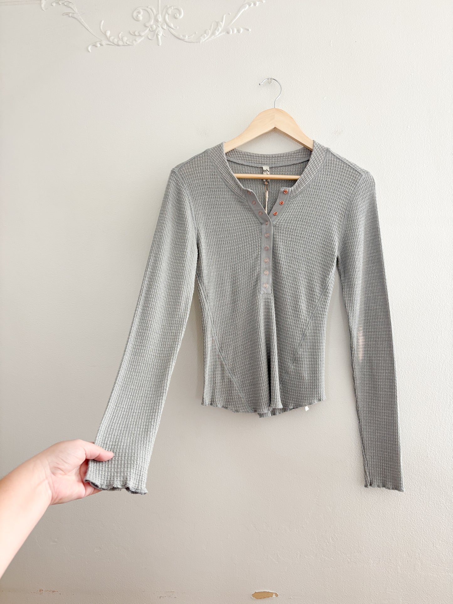 Free People Waffle Henley Top (M)
