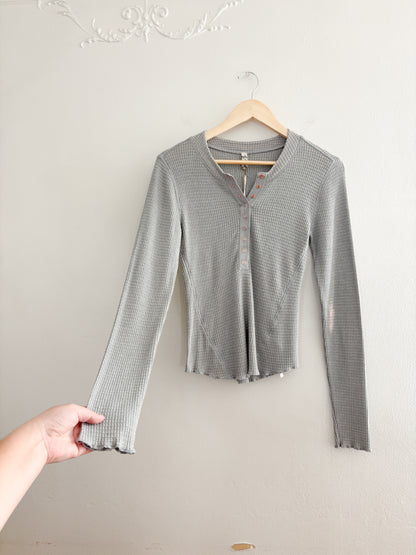 Free People Waffle Henley Top (M)