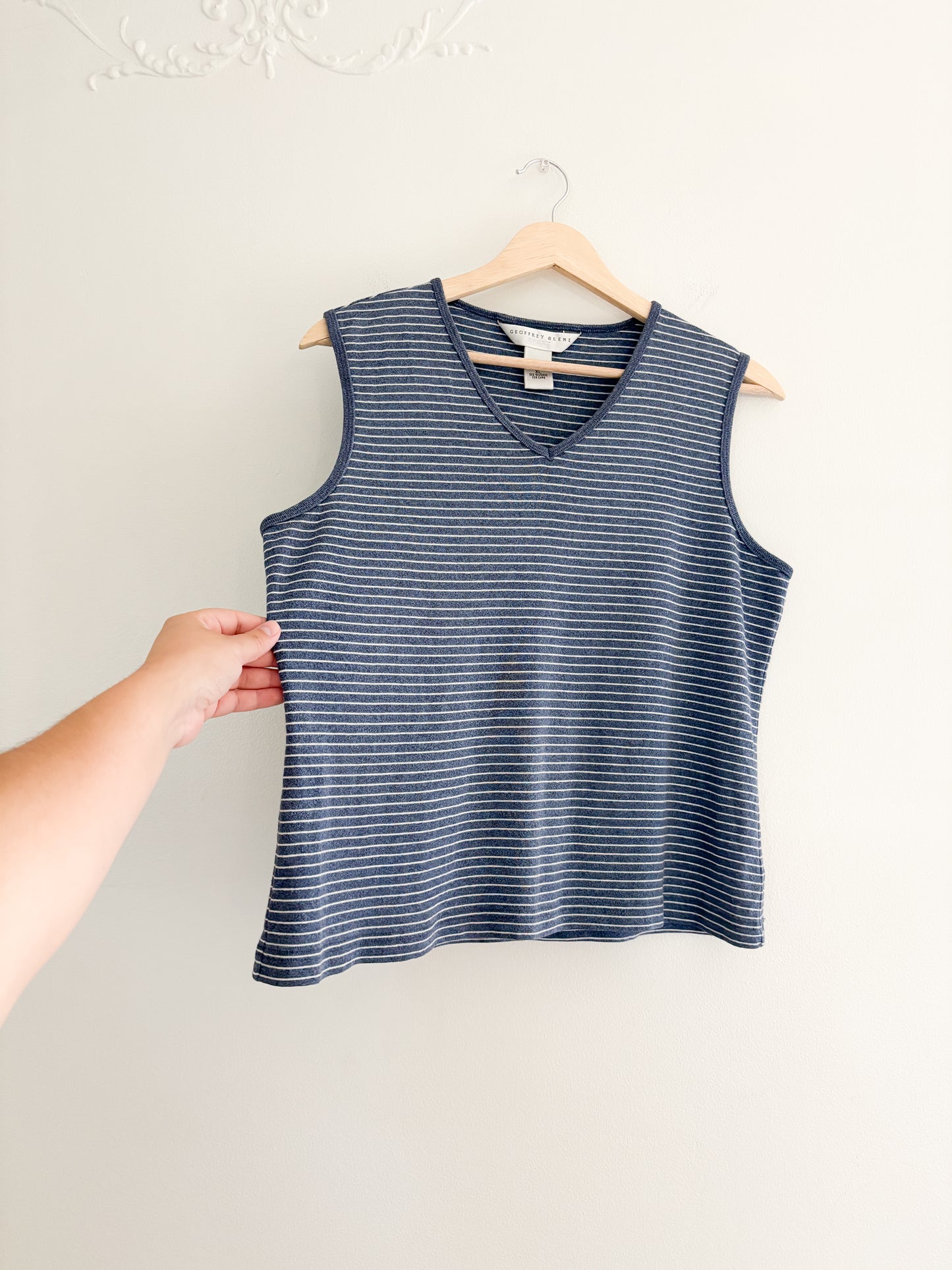 Vintage Blue Striped Tank Top (XL)