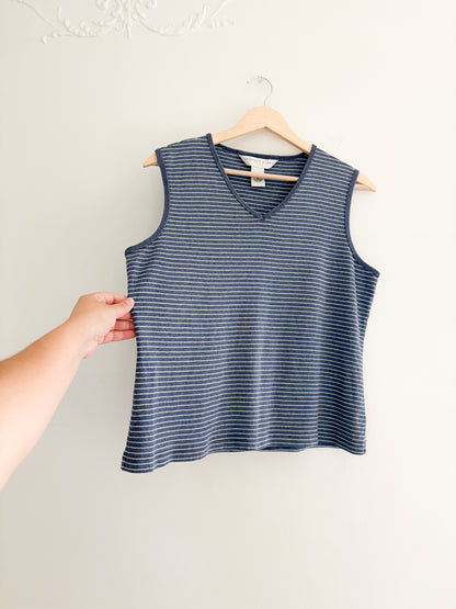 Vintage Blue Striped Tank Top (XL)