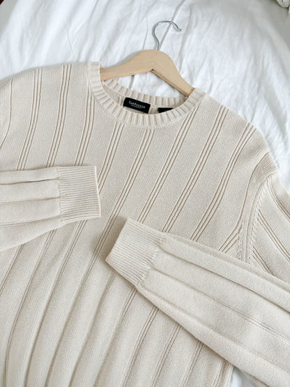 Cream Ribbed Knit (L)
