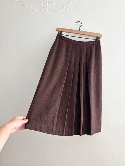 Vintage Brown Wool Skirt (26”)