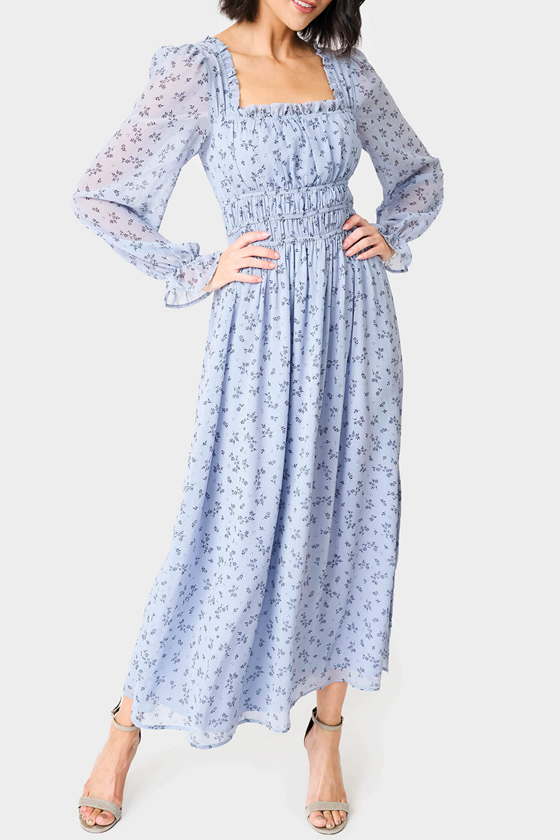 Gibsonlook Blue Floral Maxi Dress (XL)