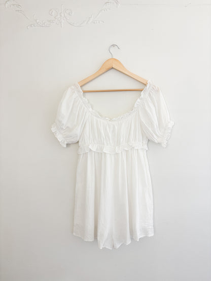 White Puff Sleeve Romper (S)