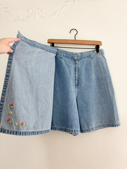 Vintage Cherokee Floral Embroidered Skort