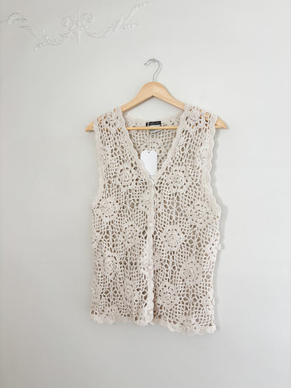 Vintage Silk Crochet Vest (S)