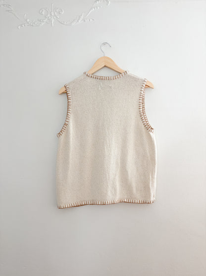 Vintage Embroidered Knit Vest (XL)