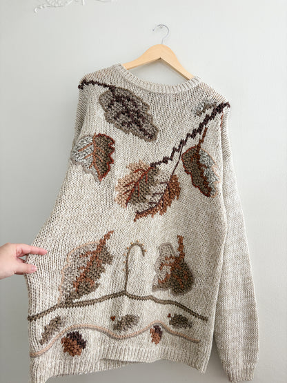 Vintage Leaf Knit Sweater (XL)