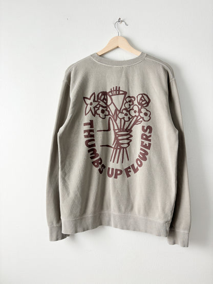“Thumbs Up” Floral Printed Crewneck