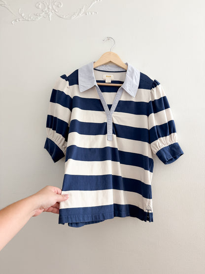 Maeve Striped Collared Top (L)