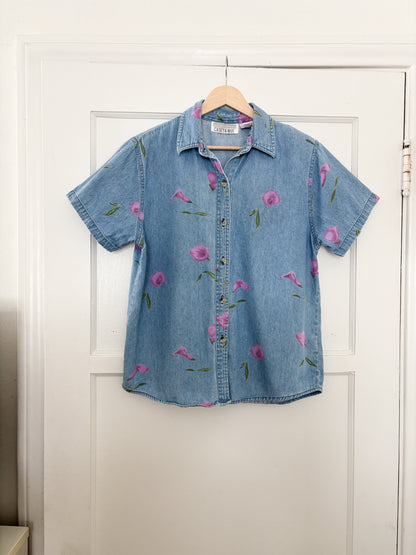 Vintage Denim Floral Button Up (M)