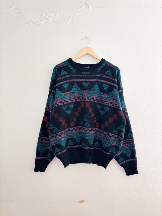 Vintage Patterned Sweater (XL)