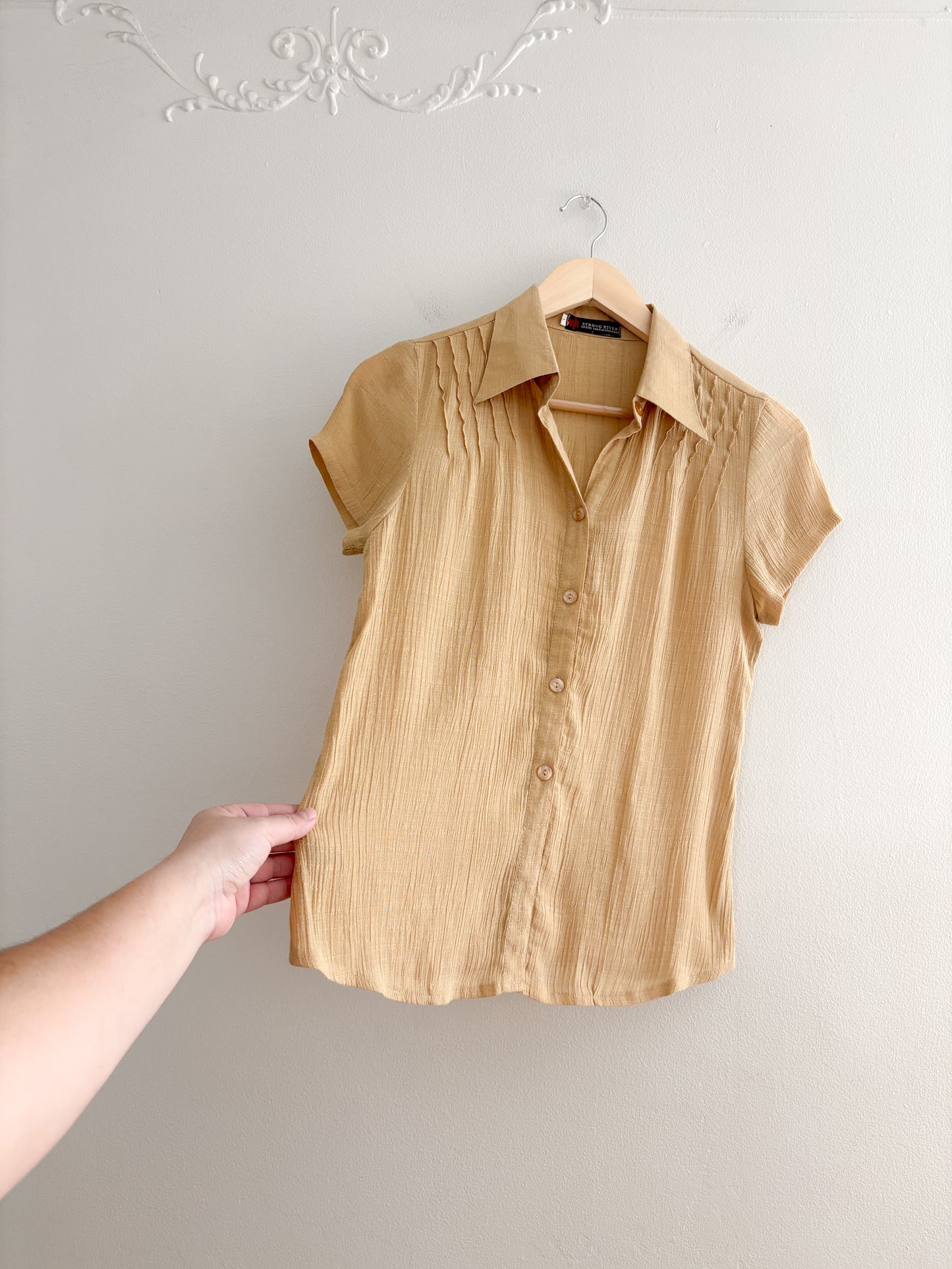 Vintage Yellow Button Up Top (S)