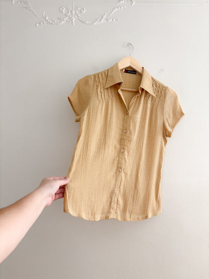 Vintage Yellow Button Up Top (S)