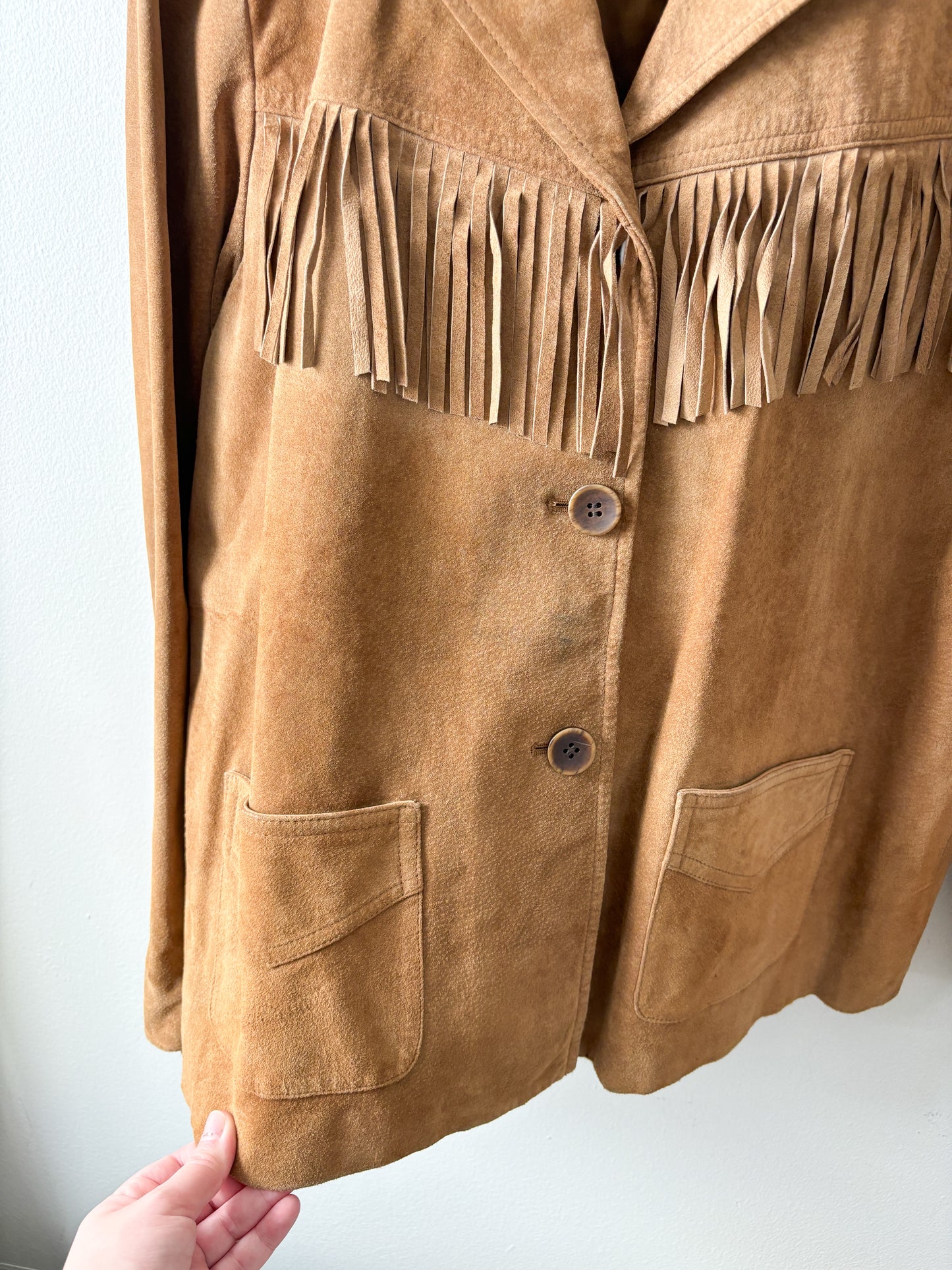 Vintage Jones NY leather Fringe Jacket (XL)