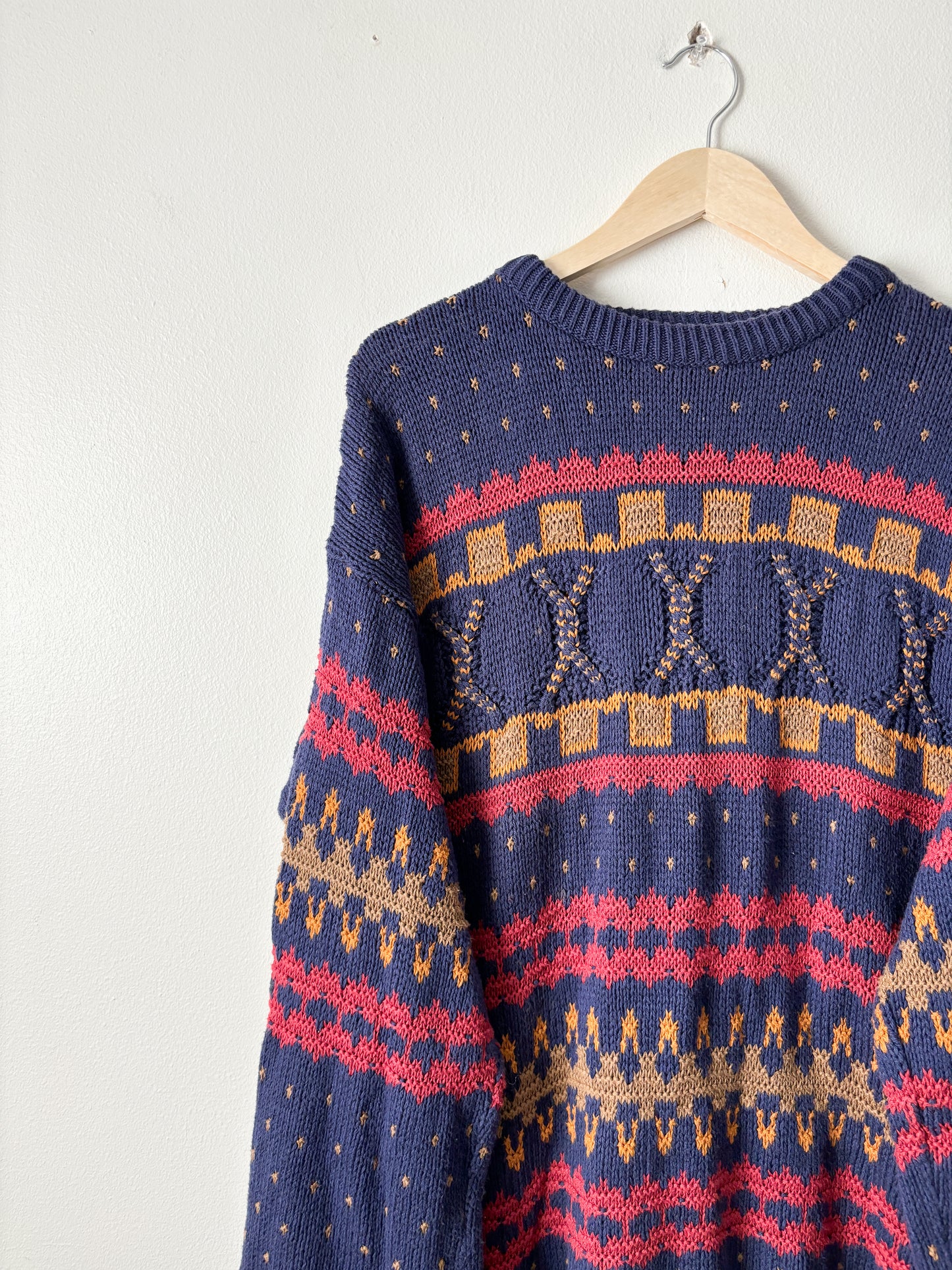 Vintage Patterned Knit Sweater