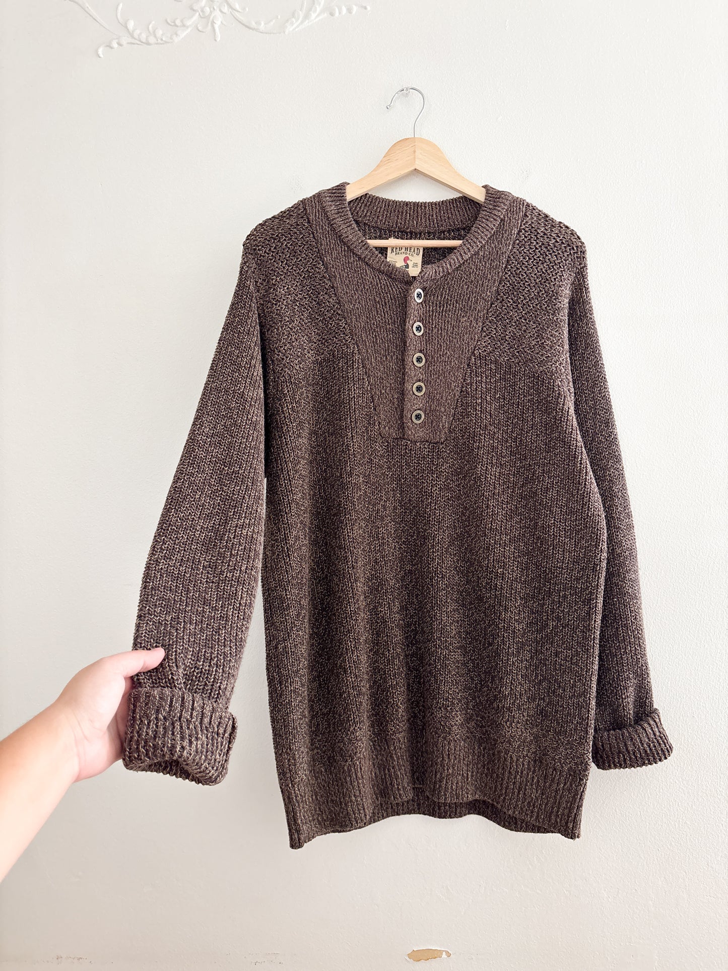 Redhead Brown Henley Sweater (M)