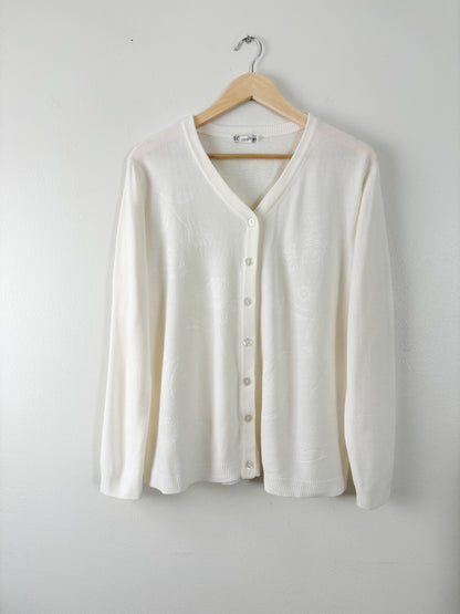 Vintage Floral White Cardigan