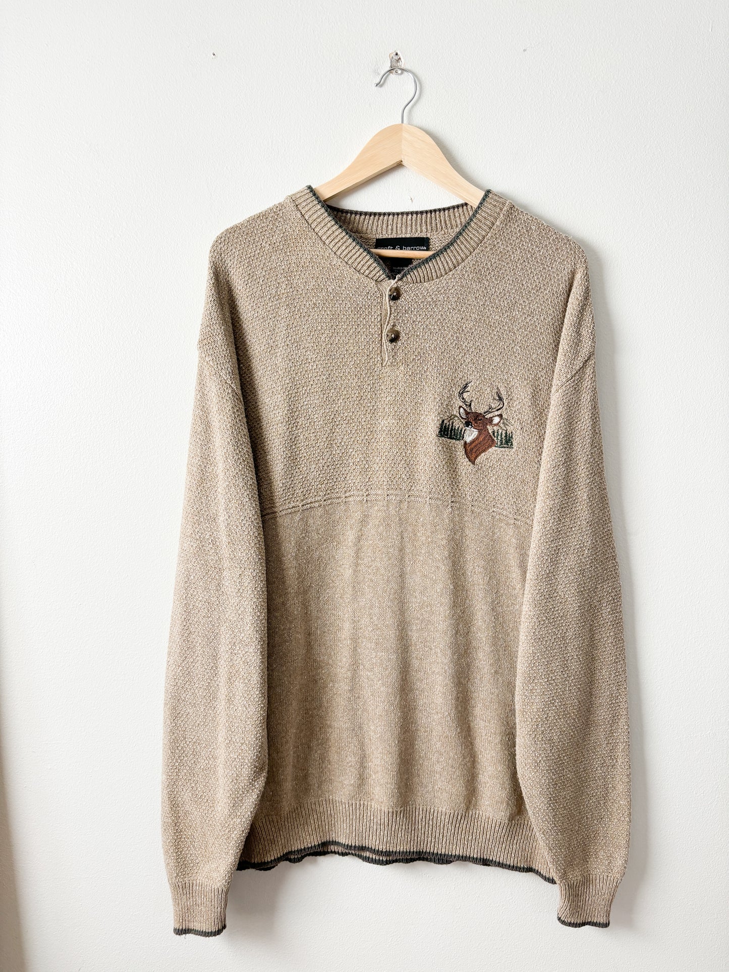 Vintage Stag Henley Sweater