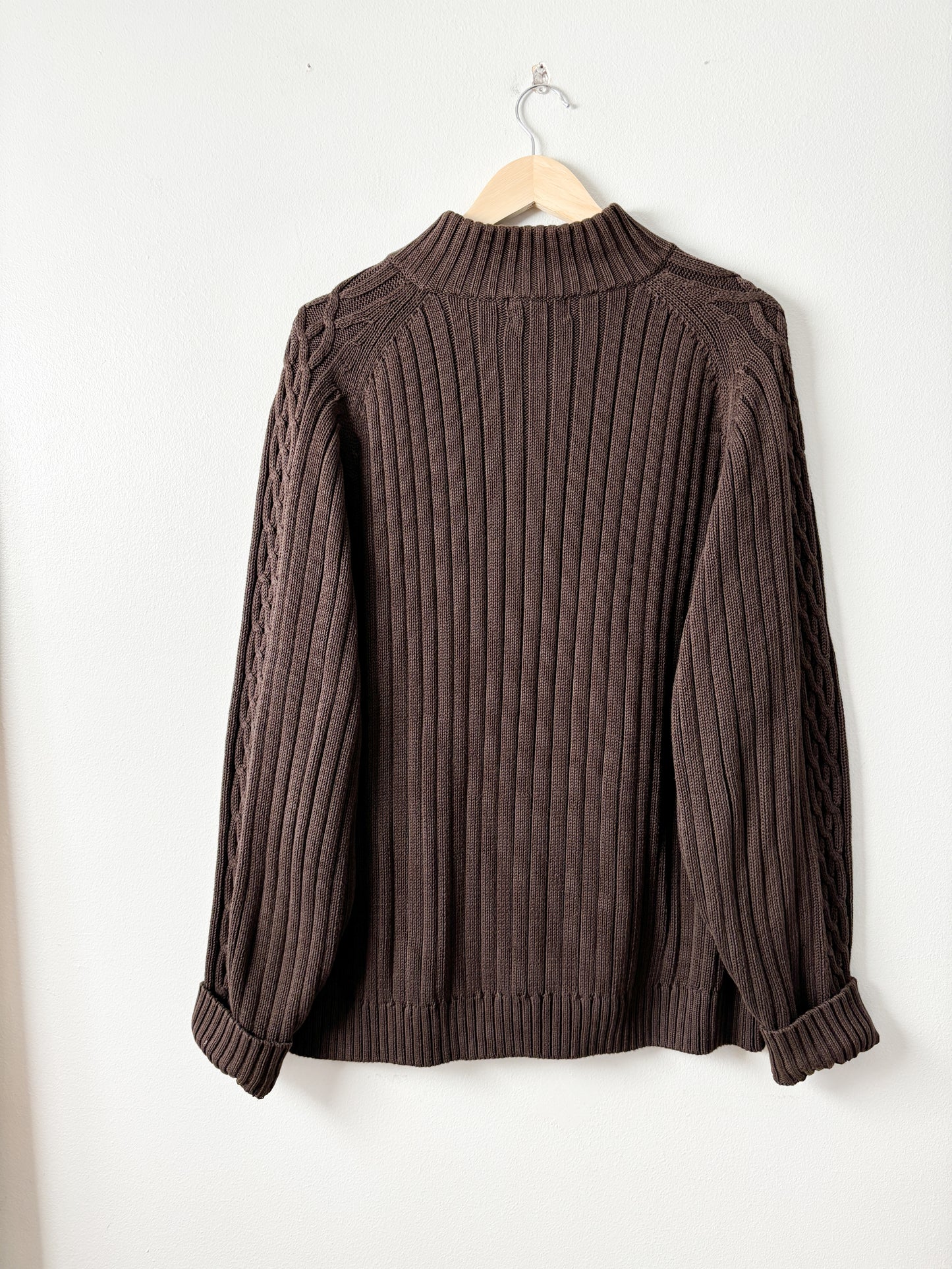 Ribbed Cable knit Zip Up Sweater