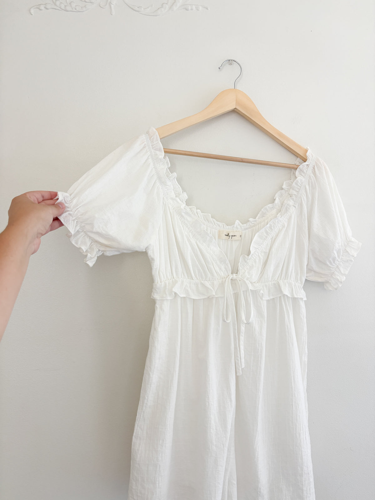 White Puff Sleeve Romper (S)