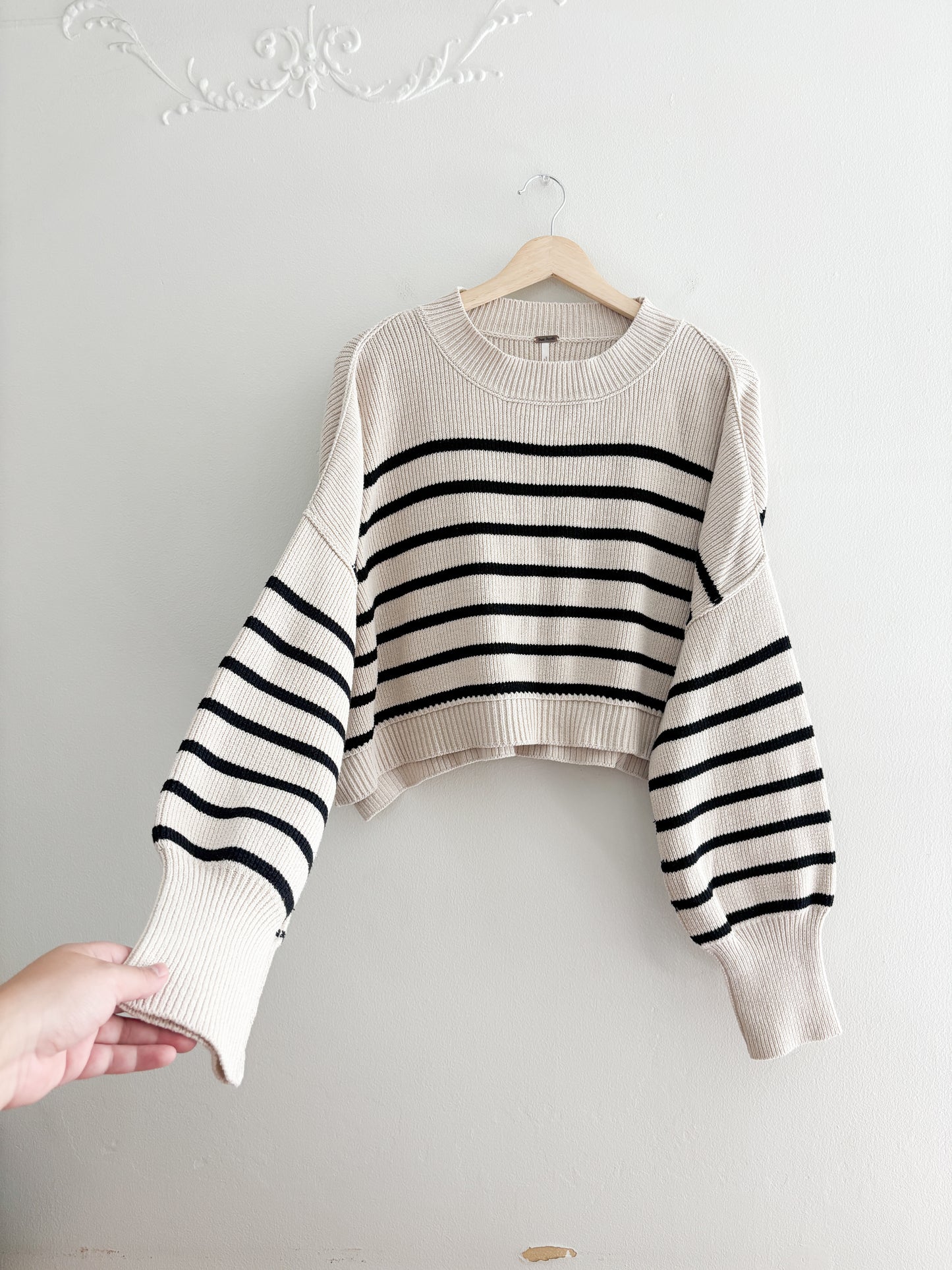 Free People Easy Street Striped Cropped Sweater (M)