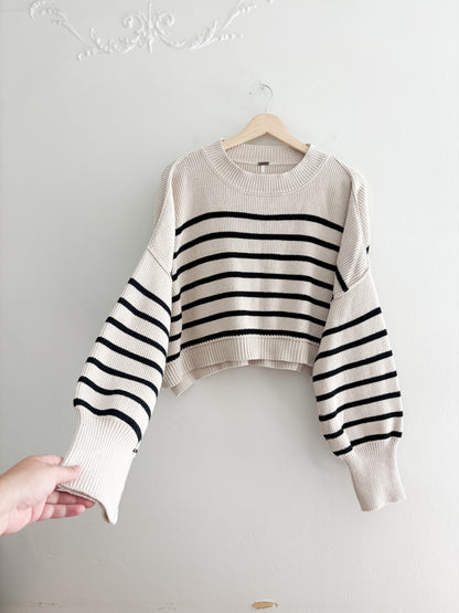 Free People Easy Street Striped Cropped Sweater (M)