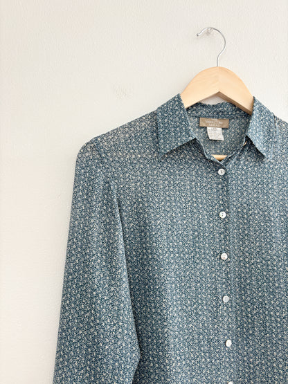 Vintage floral Silk button up (XS)