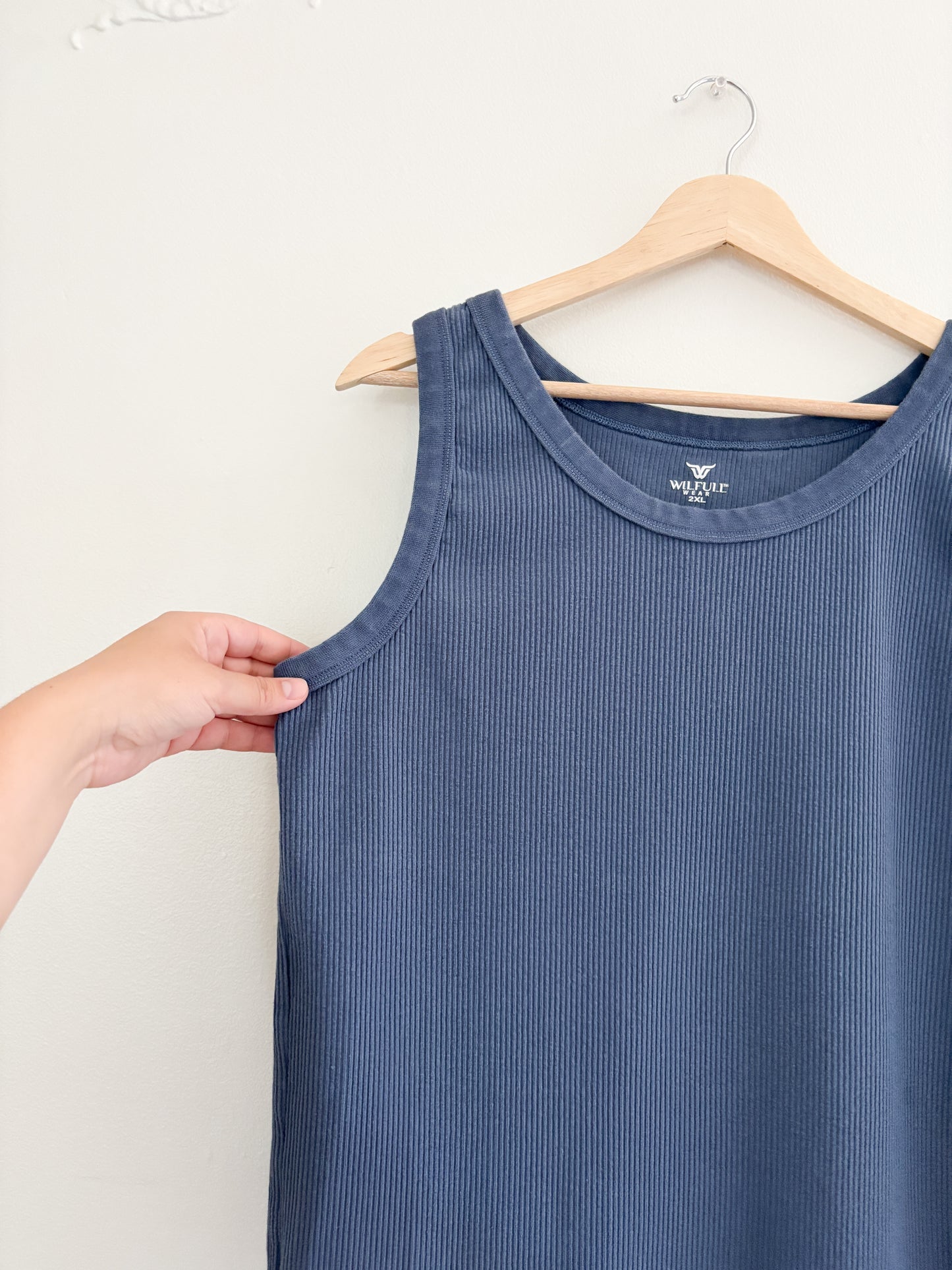 Blue Ribbed Tank Top (XXL)