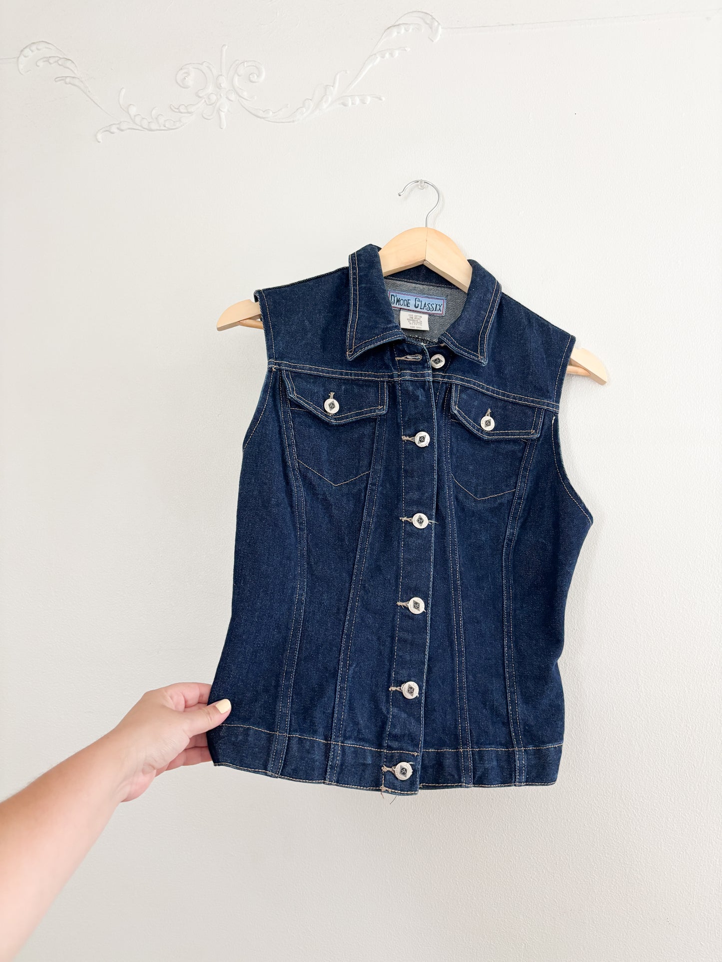 Vintage Dark Wash Denim Vest (S)