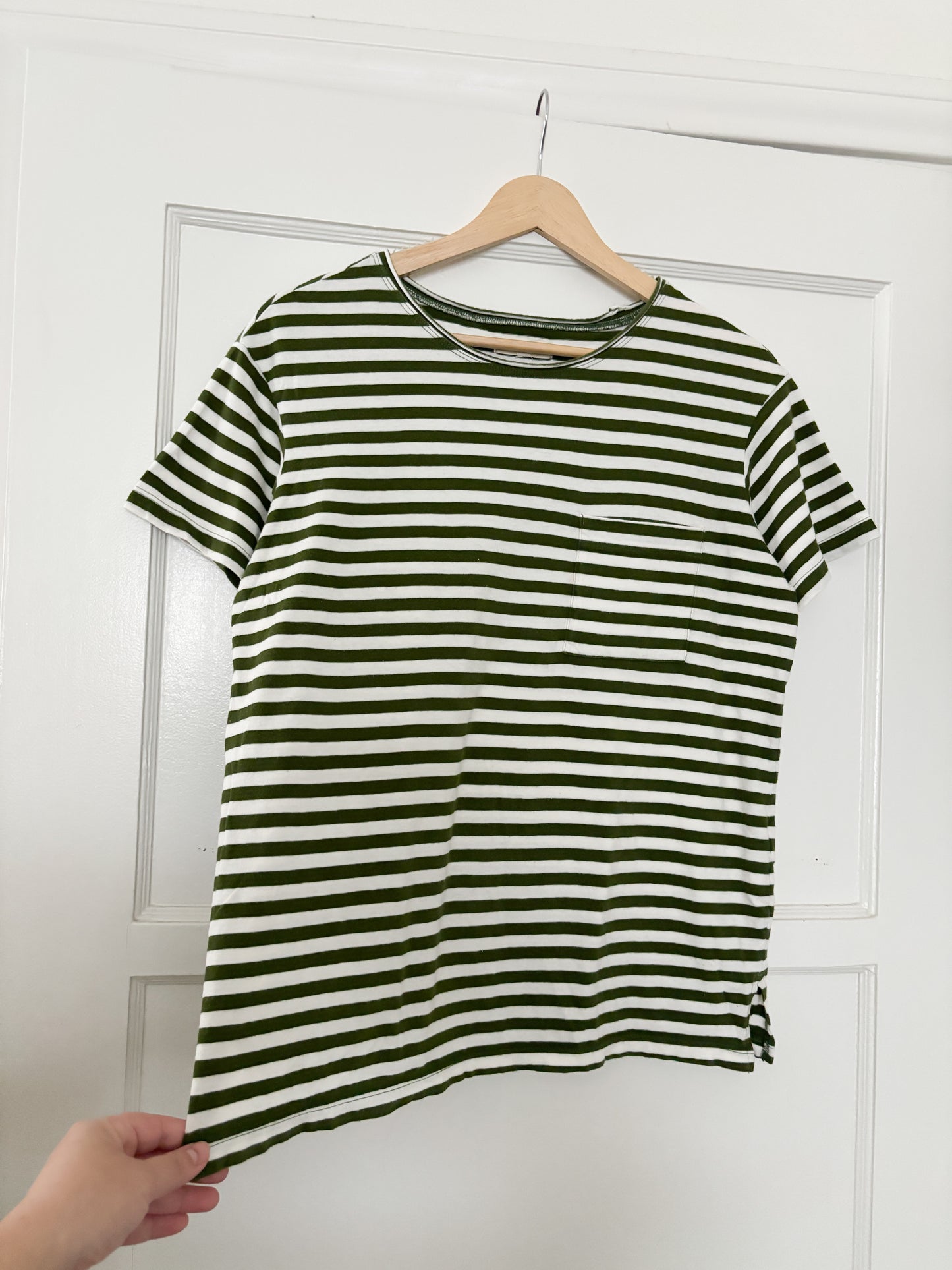 Madewell green striped tee (XS)