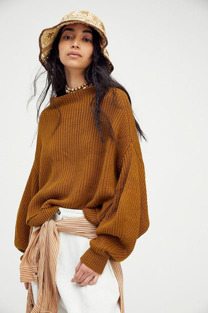 Free People Brown Knit Sweater