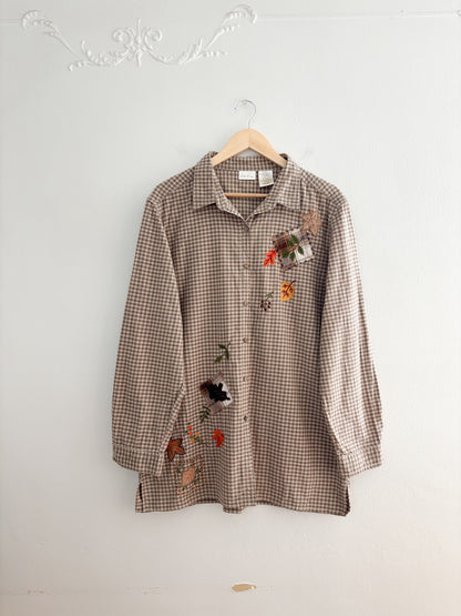 Vintage Leaf Gingham Button Up (XL)