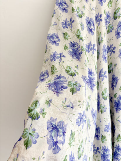 Vintage Blue Floral Silk Skirt (24”)