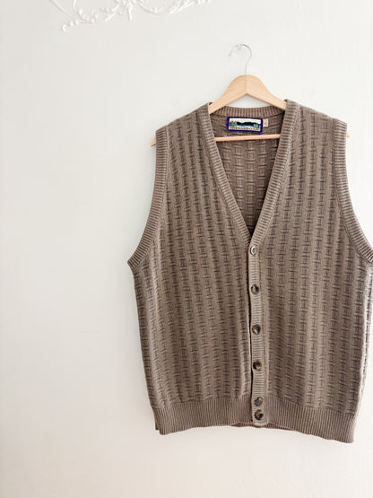 Vintage Woven Patterned Sweater Vest (L)