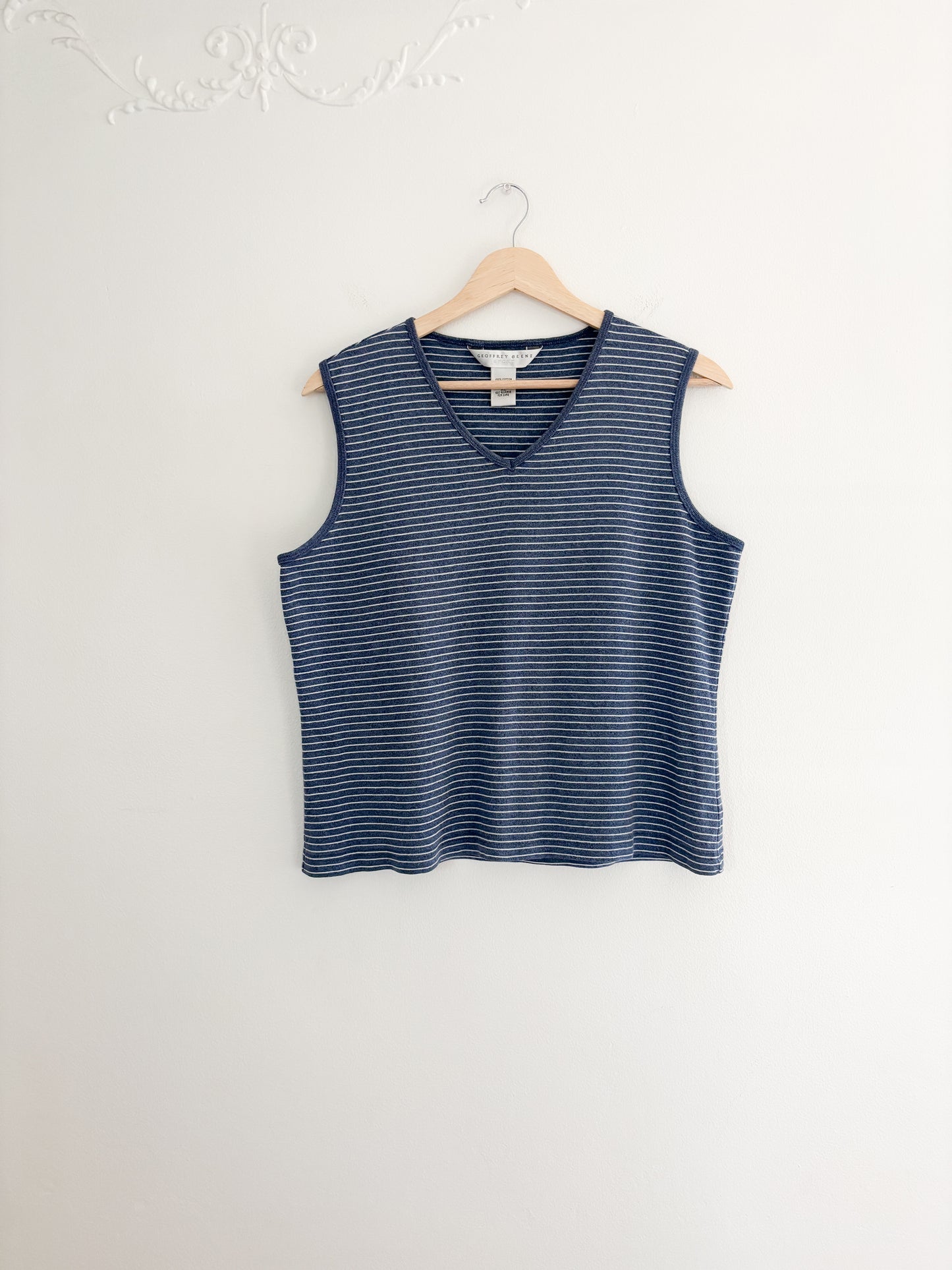 Vintage Blue Striped Tank Top (XL)