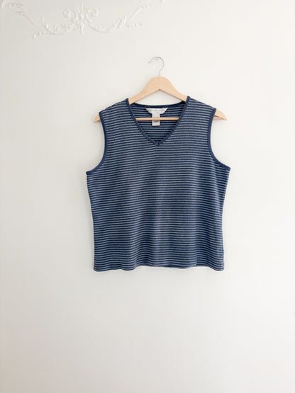 Vintage Blue Striped Tank Top (XL)