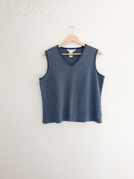 Vintage Blue Striped Tank Top (XL)