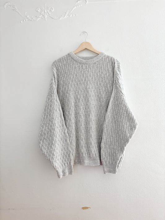 Vintage Grey Woven Patterned Knit (L)