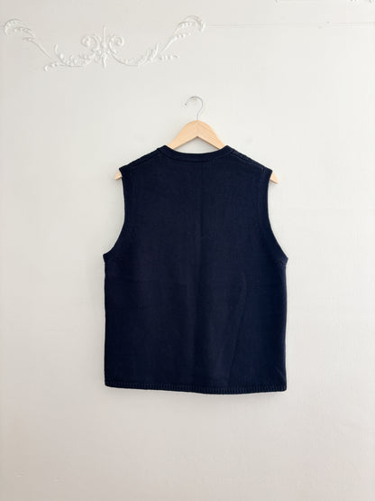Vintage Navy Cable Knit Sweater Vest (L)