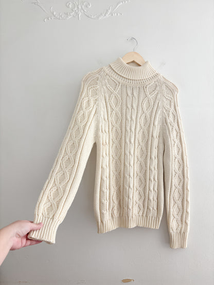 Vintage Cable Knit Turtleneck Sweater (M)