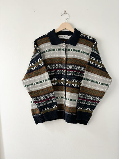Vintage collared fair isle cardigan