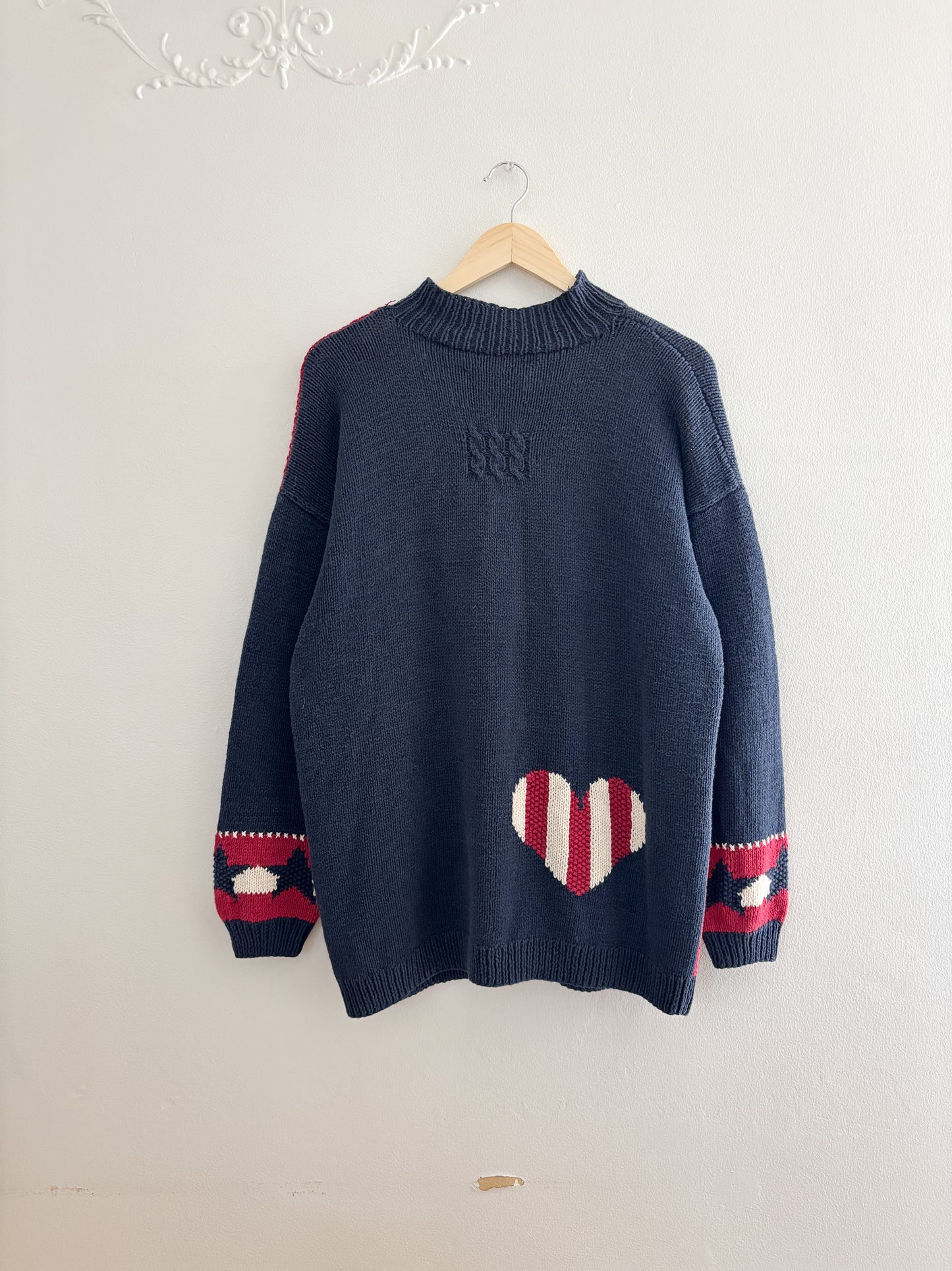 Vintage Hand Knit Patterned Sweater (XL)
