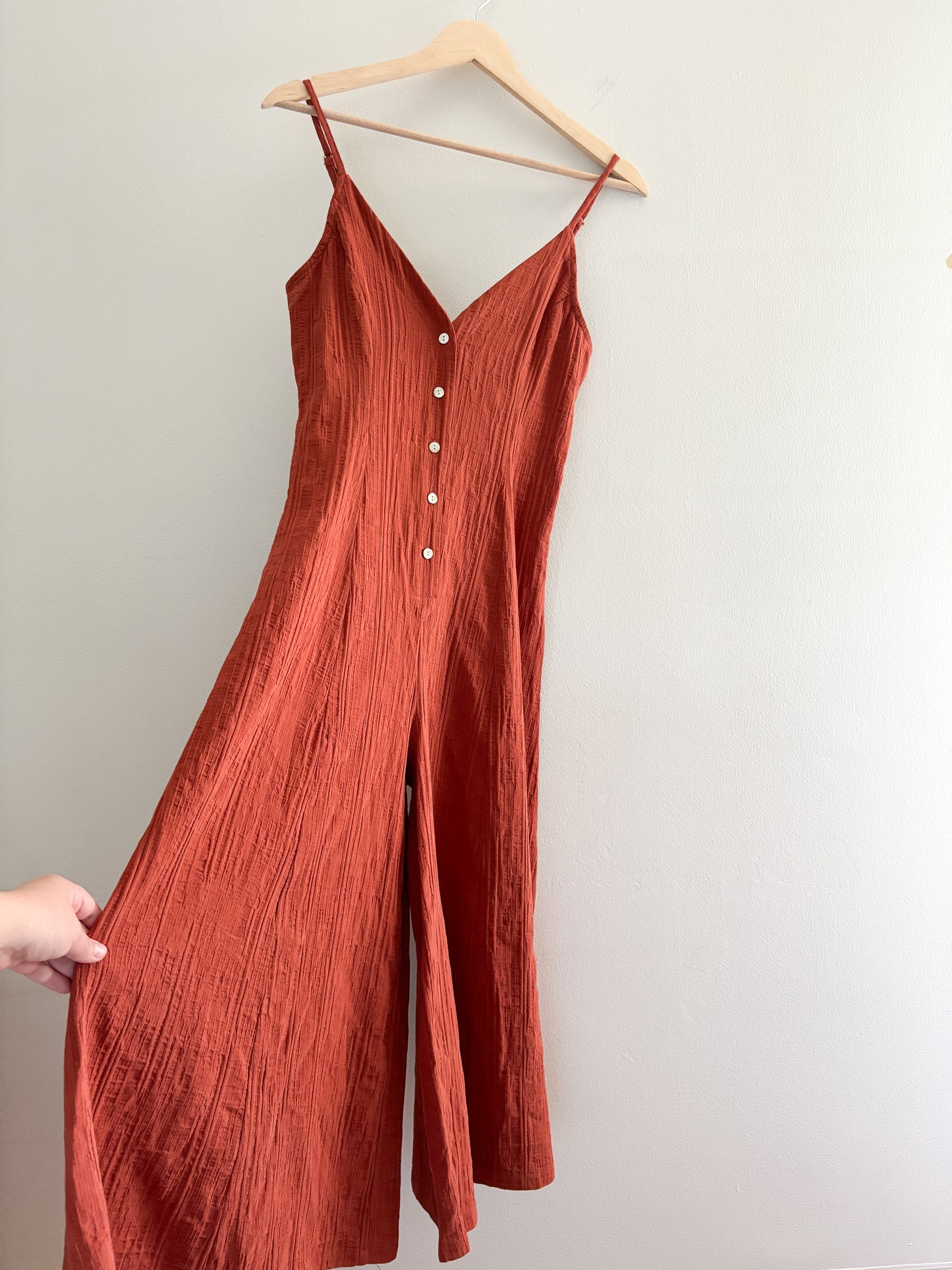 Textured Rust Jumpsuit (S)