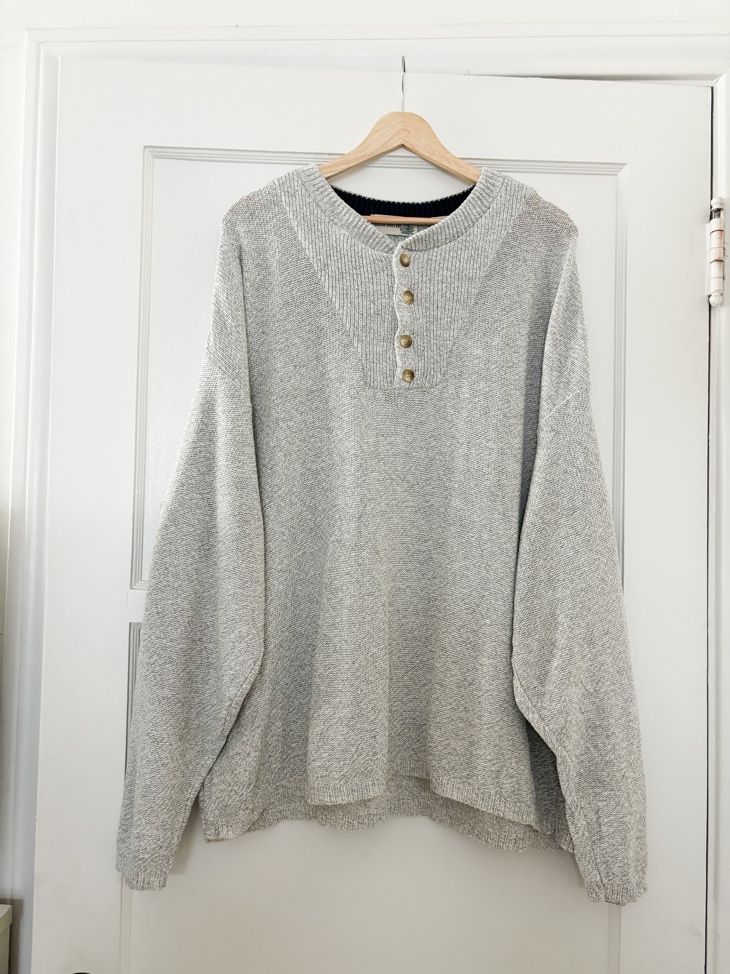 Vintage Grey Henley Knit (XL)