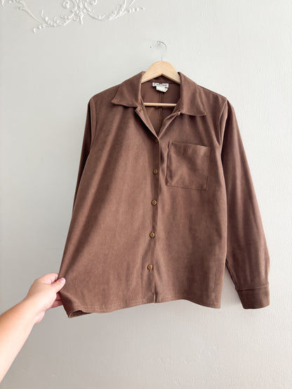 Vintage Faux Suede Button Up (M)