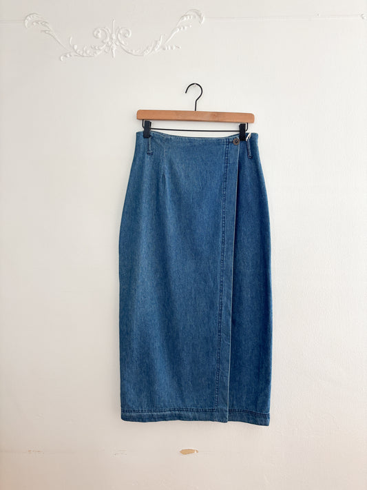 Vintage Denim Wrap Skirt (28/29”)
