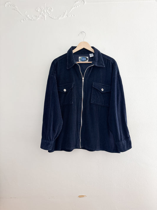 Vintage Navy Corduroy Zip Up