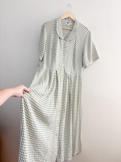 Vintage Sage Gingham Dress (14W)